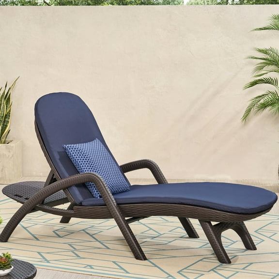 Polypropylene Chaise Lounge With Relaxing Cozy Cushion - 33.14 In. Width Comfortable Dark Brown Soft