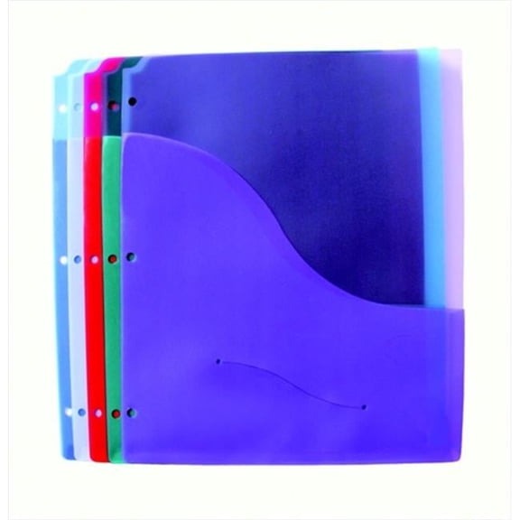 Polypropylene Durable Folder Page With DisKette Pocket, 11 x 8.5 In. - Assorted Colors, Pack 5