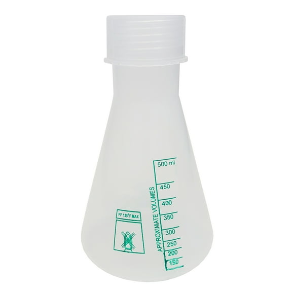Polypropylene Erlenmeyer Flask with Cap, 500ml