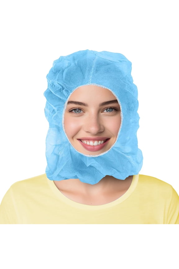Blue Disposable Hood Caps, Polypropylene Elastic Edge, 1000 Count, One Size