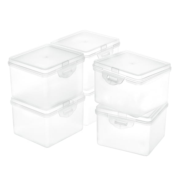 Polypropylene(PP) Plastic Boxes Bead Storage Containers with Hinged Lid Rectangle White 9.2x10.15x7.15cm Inner Size: 9.5x8.4cm 6pcs/box