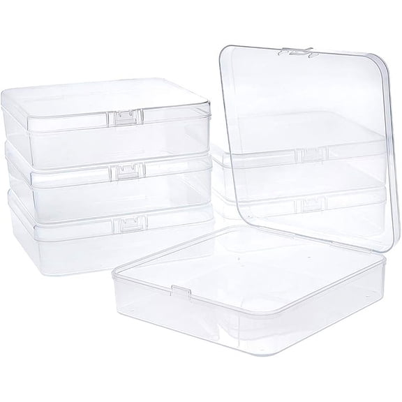 Polypropylene(PP) Plastic Boxes Bead Storage Containers with Hinged Lid Square Clear 12.5x12.5x3.5cm