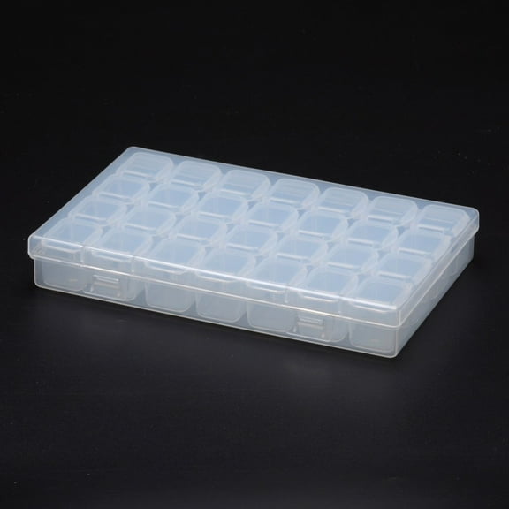 Polypropylene Plastic Bead Storage Containers Removable 28 Compartments Rectangle Clear 17.5x10.8x2.6cm Plastic