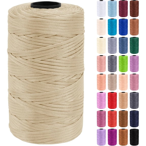Polypropylene Ribbon Yarn 3mm x 218 Yards Flat Macrame Cord 3mm Crochet Yarn for Handbags, Shopping Bags, Sun Hats, Shoes, DIY Crafts, Decorative Projects