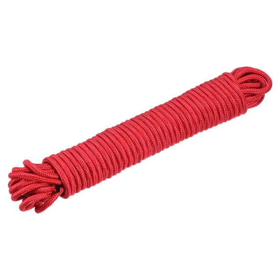 Polypropylene Rope Braid Cord 10M/33ft 1/4" Red for Indoor Outdoor Camping Clothes Line
