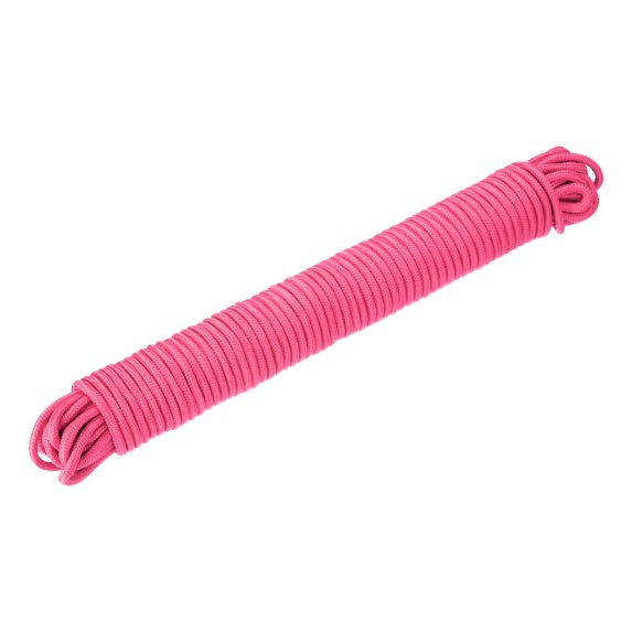 Polypropylene Rope Braid Cord 30M/98.5ft 1/4" Pink for Indoor Outdoor Camping Clothes Line