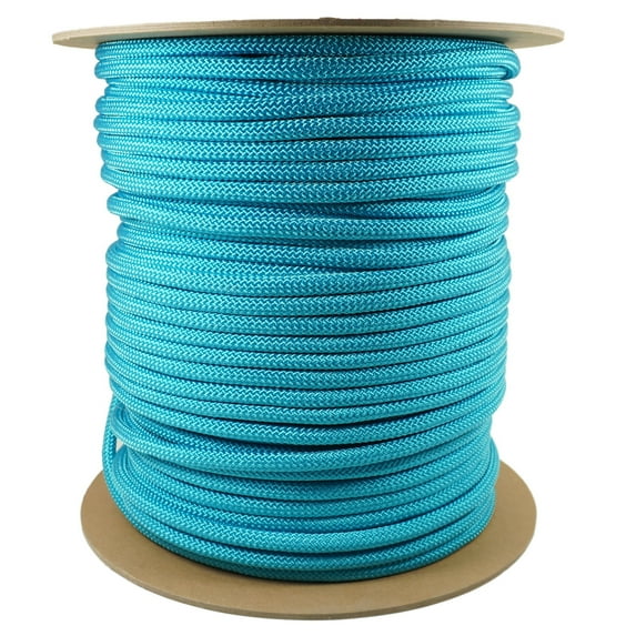 Polypropylene Rope - Heavy Duty, All Purpose, Durable, USA Made Utility Cord Tie Down Rope - Indoor Outdoor, Camping, Pull, Barricade - Aqua - 3/8 in x 600 Foot Spool