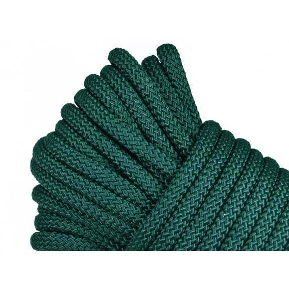 Polypropylene Rope - Heavy Duty, All Purpose, Durable, USA Made Utility Cord Tie Down Rope - Indoor Outdoor, Camping, Pull, Barricade - Hunter Green - 3/8 in x 100 Foot Coil