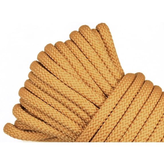 Polypropylene Rope - Heavy Duty, All Purpose, Durable, USA Made Utility Cord Tie Down Rope - Indoor Outdoor, Camping, Pull, Barricade - Tan - 3/8 in x 50 Foot Coil