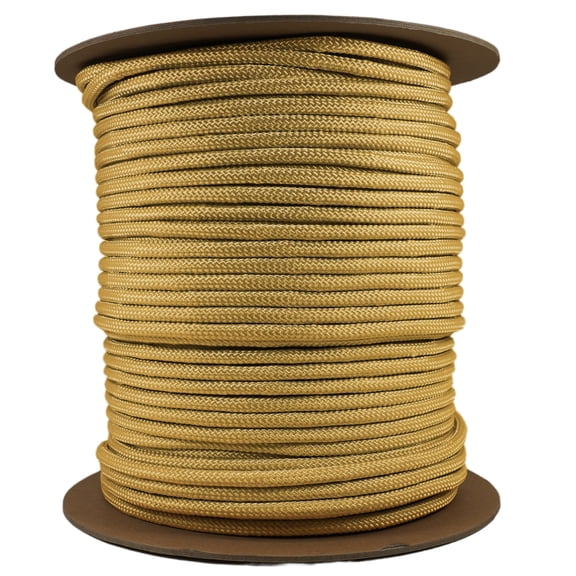 Polypropylene Rope - Heavy Duty, All Purpose, Durable, USA Made Utility Cord Tie Down Rope - Indoor Outdoor, Camping, Pull, Barricade - Tan - 3/8 in x 600 Foot Spool