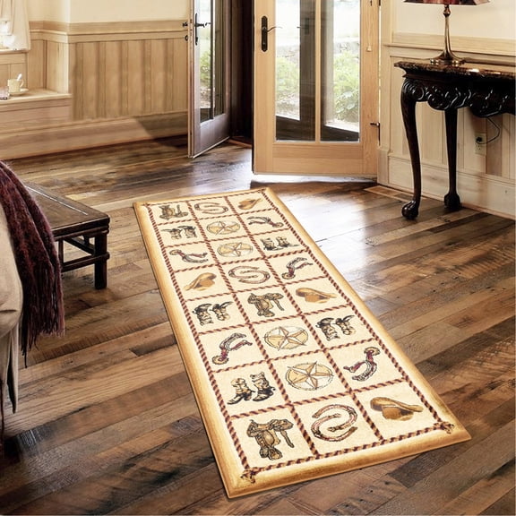 Polypropylene Rug, 31 x 87 Inches, 0.39 Inches Pile - Place Under Furniture