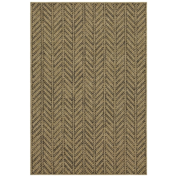 Polypropylene Rug, Natural+Black / Durable for Indoor & Outdoor, Flatweave Design