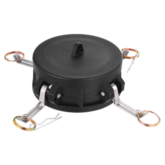 Polypropylene Type DC Cam Groove Fitting, 4" Female Cam and Groove Hose Fitting, Poly Dust Cap Camlock Fittings with Spare Gaskets for Fluid Transfer Systems, Black