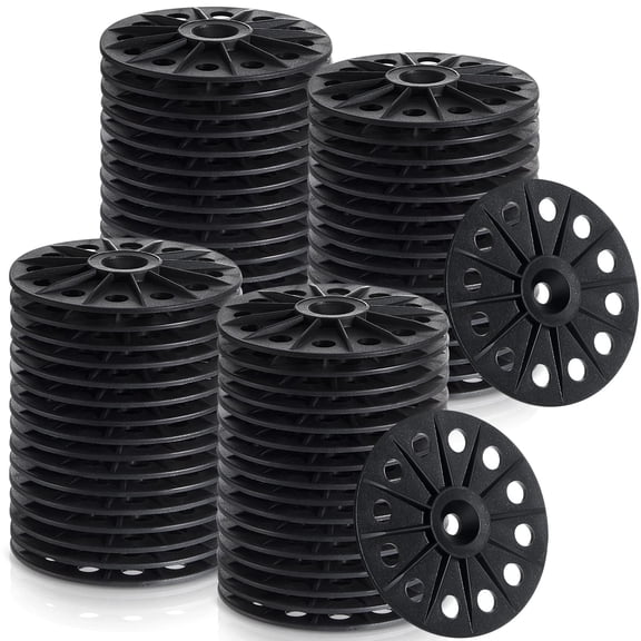 Polypropylene Washers 60 mm for Fixing Supporting Rigid Foam Insulation Panels and Sheets Load Spreading Plastic Washers Flat for Screws and Nail, Black(100 Pcs)