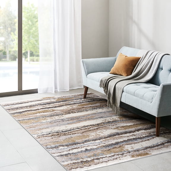 Polypropylene - Watercolor Stripe - Living Room Use - Easy Maintenance Rug