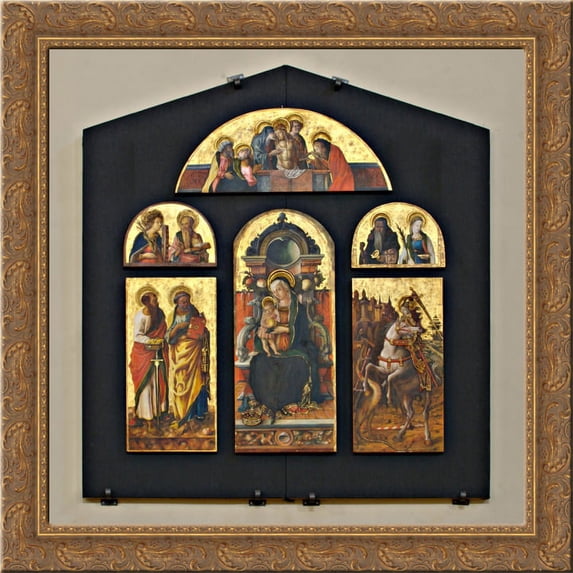 Polyptych 20x20 Gold Ornate Wood Framed Canvas Art by Carlo Crivelli