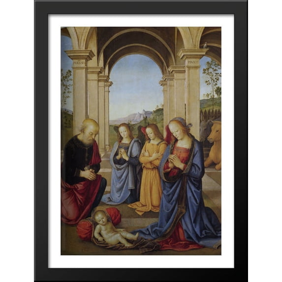 Polyptych Albani Torlonia (particular detail) 28x38 Large Black Wood Framed Print Art by Pietro Perugino