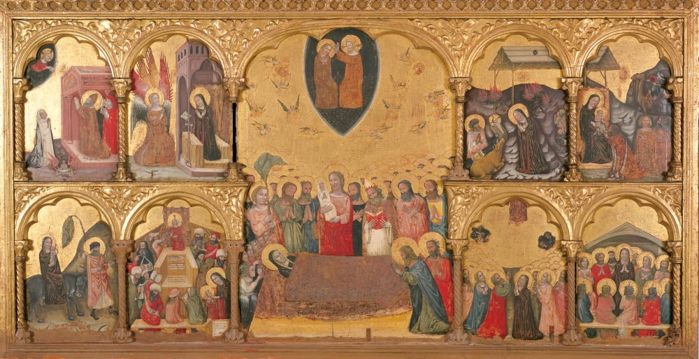 Polyptych Of The Domitio Virginis With Crowning Of The Virgin Canvas Art - (24 x 18)