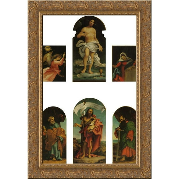Polyptych Ponteranica 24x18 Gold Ornate Wood Framed Canvas Art by Lorenzo Lotto