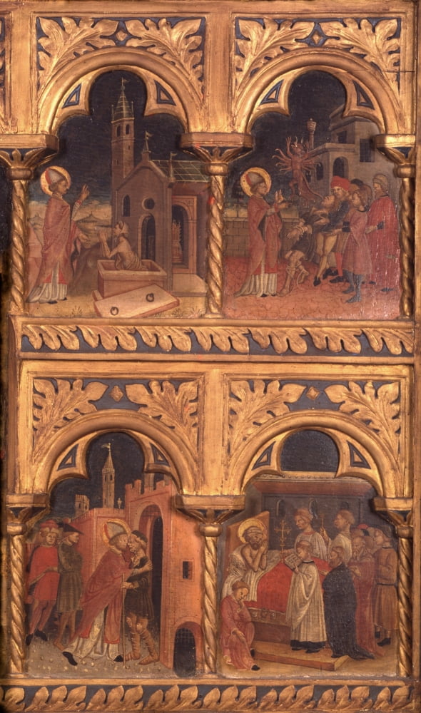 Polyptych With Stories Of St Martin Canvas Art -  (24 x 36)