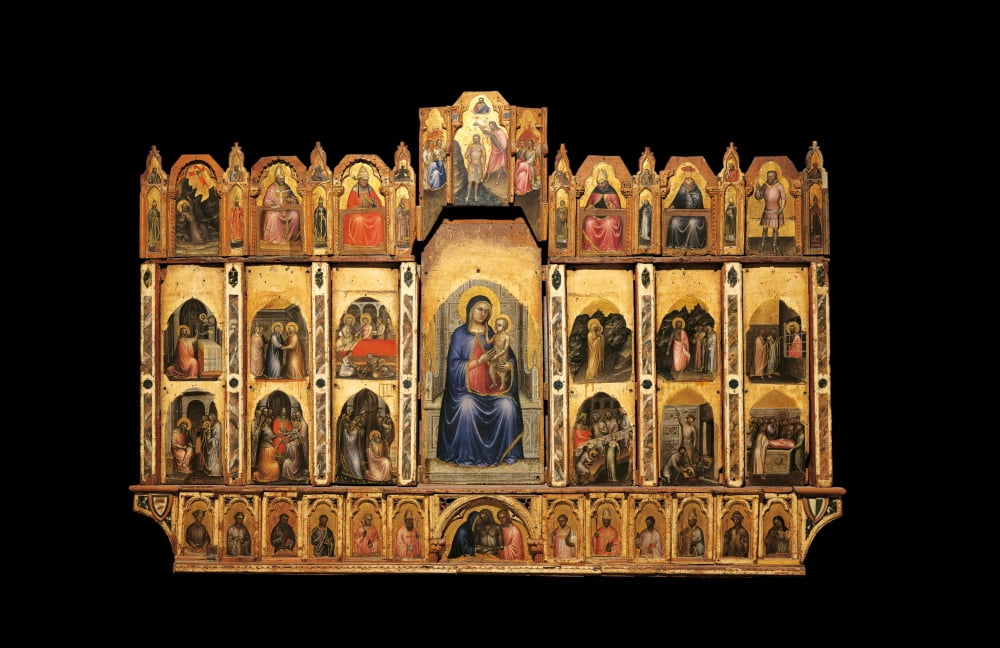Polyptych With Virgin Enthroned And Child Canvas Art - (24 x 18)