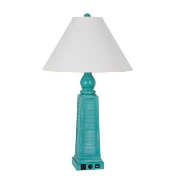 Cooper Ridge Polyresin 31" Table Lamp with Linen Shade, Dark Teal (Set of 2)