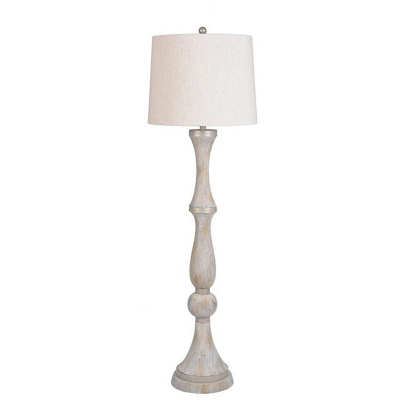Whitewashed Polyresin 60" Floor Lamp with Linen Shade