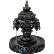 Polyresin Backflow Incense Burner - Celtic Triple Dragon Head 7" Height