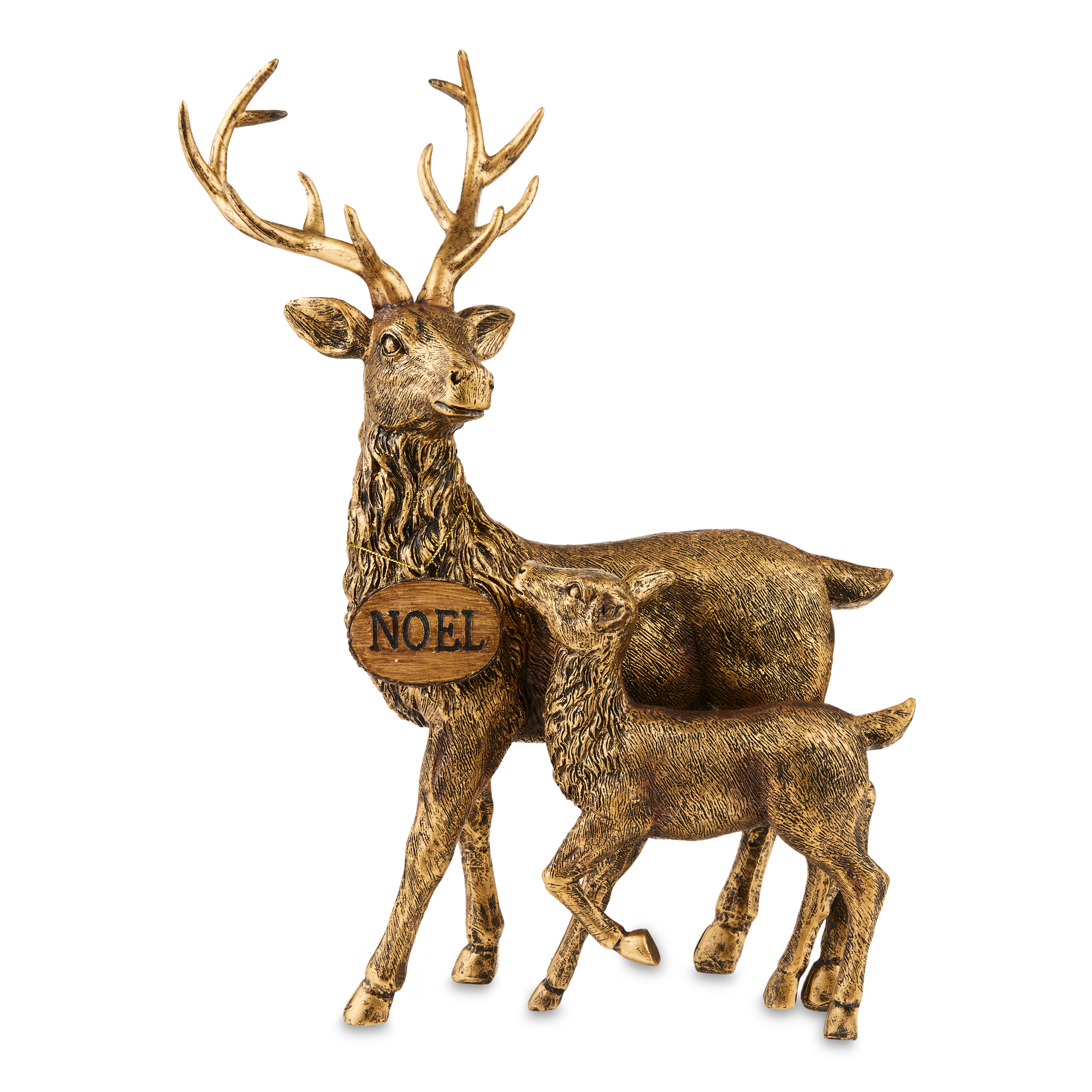 Polyresin Brass Color Reindeer Family Decoration, 15 in, by Holiday
