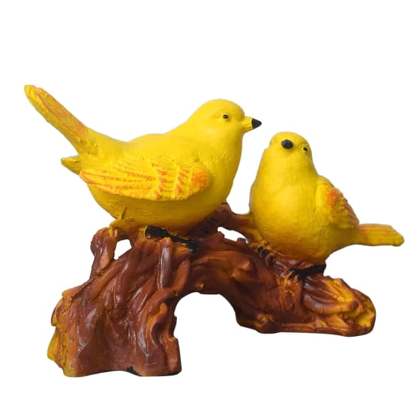 Polyresin Pair Of Bird Showpiece, For Home Dcor Bird Statue, Yellow & Brown - 22 L X 8 W X 12 H Cm | For Living Room, Home Decoration Items, Love Birds Showpiece Gift For Couple