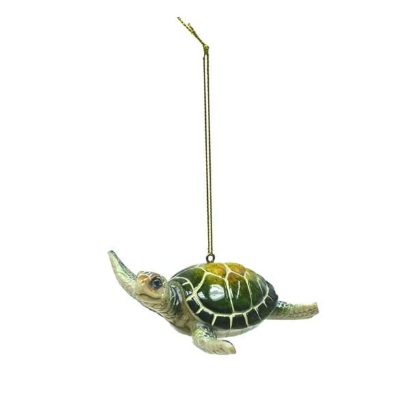 Polyresin Sea Turtle Tortoise Christmas Tree Ornament Nautical Holiday Gift Beach House Xmas Decor