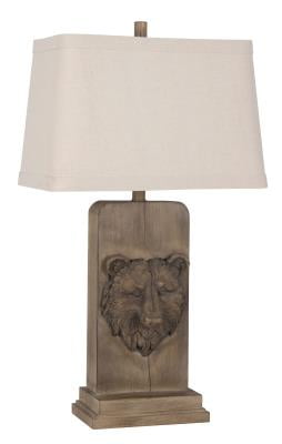 Cooper Ridge Polyresin 30" Table Lamp with Linen Shade, Darker Grayed Wood (Set of 2)