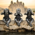 thumbnail image 1 of Polyresin Three Medieval Knights That Hear, Speak, and See No Evil Figurines, Gift for Him, Medieval Theme Decor, 1 of 3