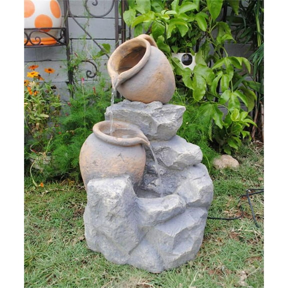 Polyresin and Fiberglass Tiered Pot Fountain