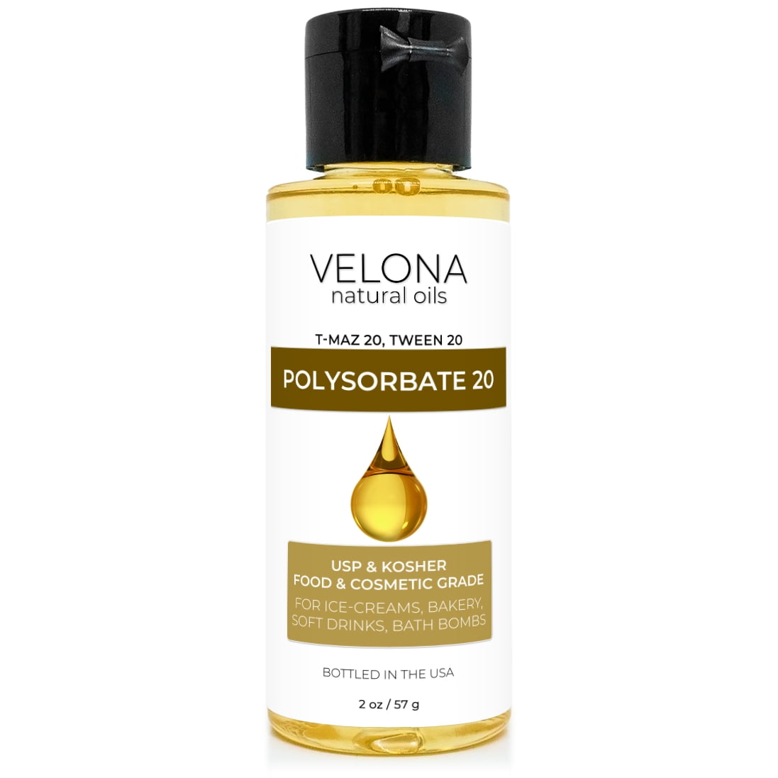 Polysorbate 20 by Velona - 2 oz, Solubilizer, Food & Cosmetic Grade, All  Natural for Cooking, Skin Care and Bath Bombs