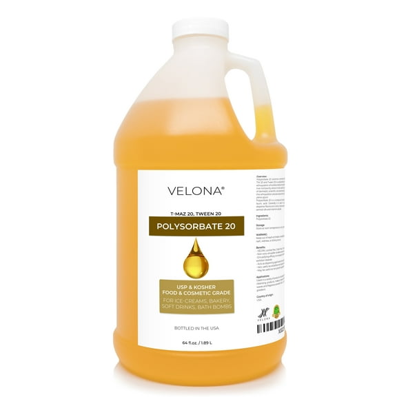 Polysorbate 20 by Velona - 64 oz | Solubilizer, Food & Cosmetic Grade | All Natural for Cooking, Skin Care and Bath Bombs | Use Today - Enjoy Results
