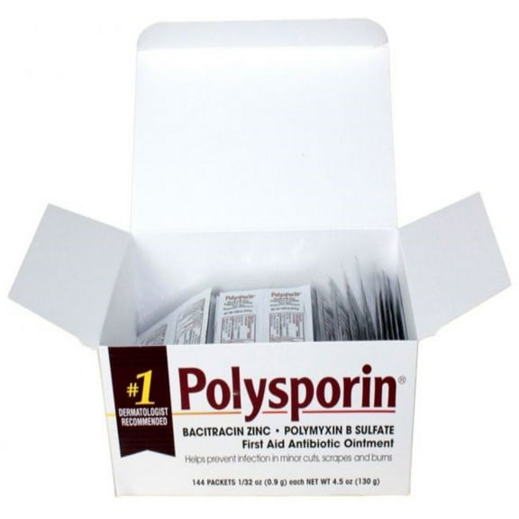 Polysporin First Aid Antibiotic 0.9 Gram Individual Packet Ointment 500 IU - 10,000 IU / Gram Strength , 144 Ct