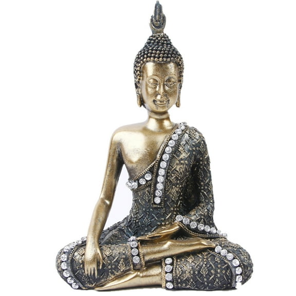 Polystone Buddha Meditating Sculpture，Hand-Painted Buddha Statues，Buddha Statues for Home，Meditation Decor, Spiritual Living Room Decor, Yoga Zen Decor, Hindu and East Asian Decor (Bronze-Coloured)