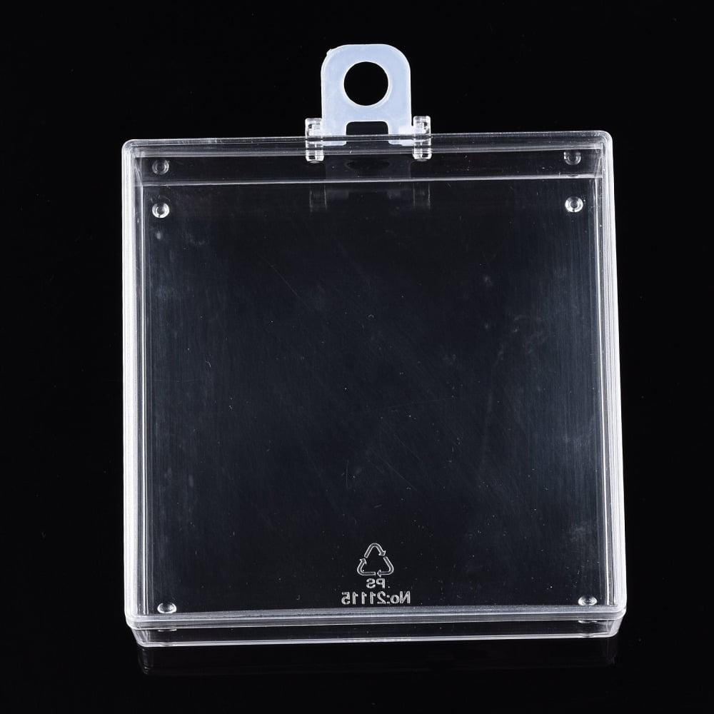 Polystyrene Bead Storage Containers 1 Compartments Organizer Boxes Square Clear 8.45x8.45x2.6cm Hole: 8mm Compartment: 8.1x8.1cm