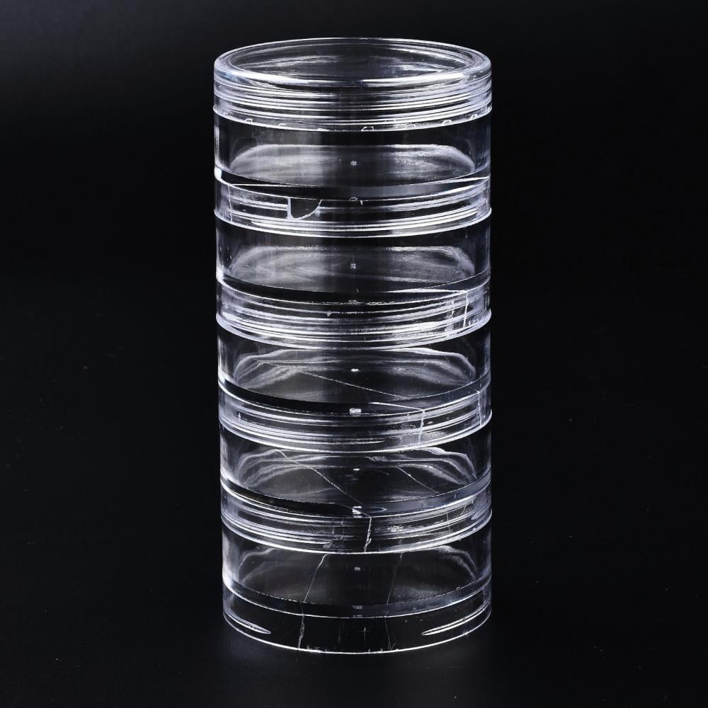 Polystyrene Bead Storage Containers with 5 Compartments Organizer boxes for Jewelry Beads Small Accessories Column Clear 6x12.2cm compartment: 5.4x2cm