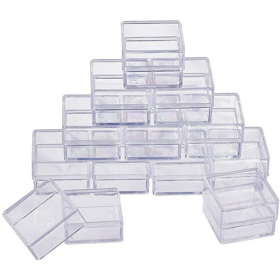 Polystyrene Plastic Bead Containers Cube Clear 3x3x2.2cm