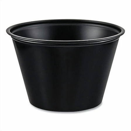 Polystyrene Portion Cups, 4 oz, Plastic, Black, 250/Bag, 10 Bags/Carton | Bundle of 2