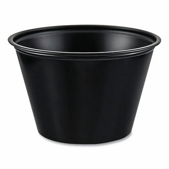 Polystyrene Portion Cups, 4 oz, Plastic, Black, 250/Bag, 10 Bags/Carton | Bundle of 2