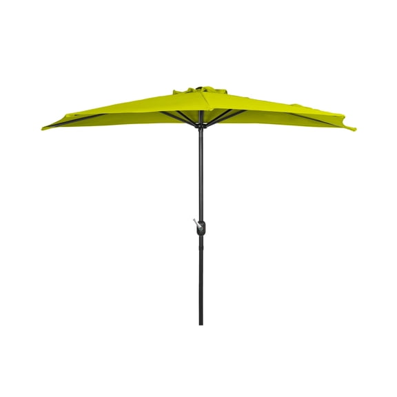 Polytrends 9' Sutton Half Round All-Weather Crank Patio Umbrella Lime