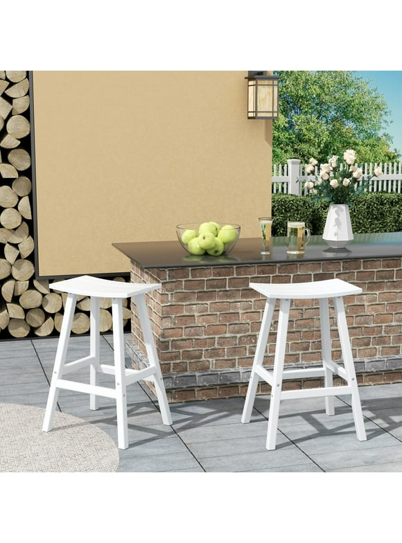 Polytrends All-Weather Resistant 29" Eco-Friendly Outdoor Patio Bar Stool (Set of 2) White