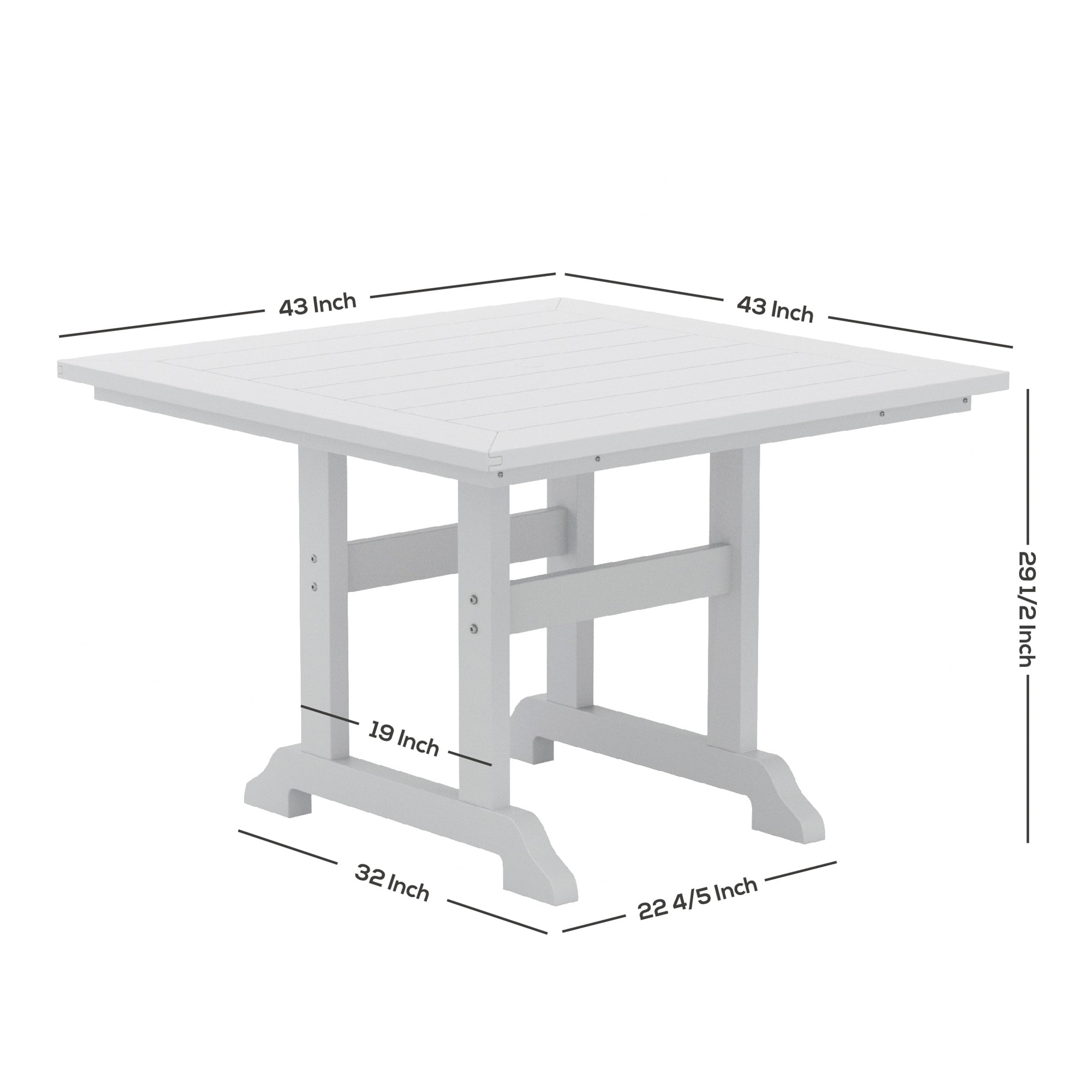 Altura 5-Piece White Poly Square Outdoor Dining Set with Armchairs