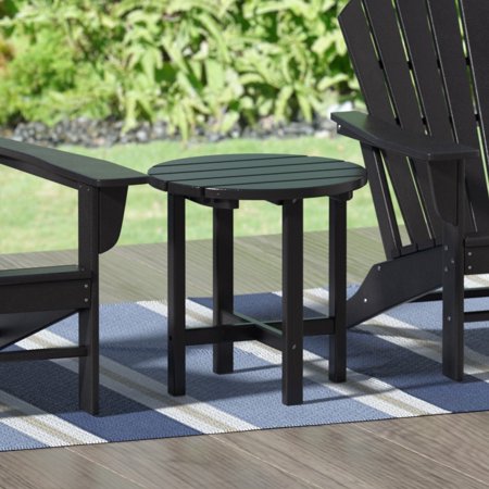 Polytrends Altura Eco-friendly All Weather Round 18" Side Table Black