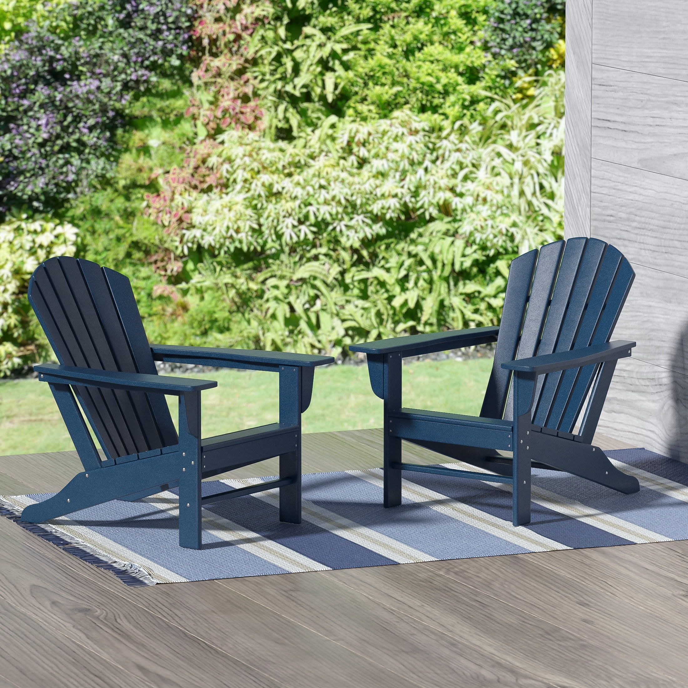 Polytrends  Altura  Outdoor Eco-Friendly All Weather Poly Patio Adirondack Chair (Set of 2) Navy Blue