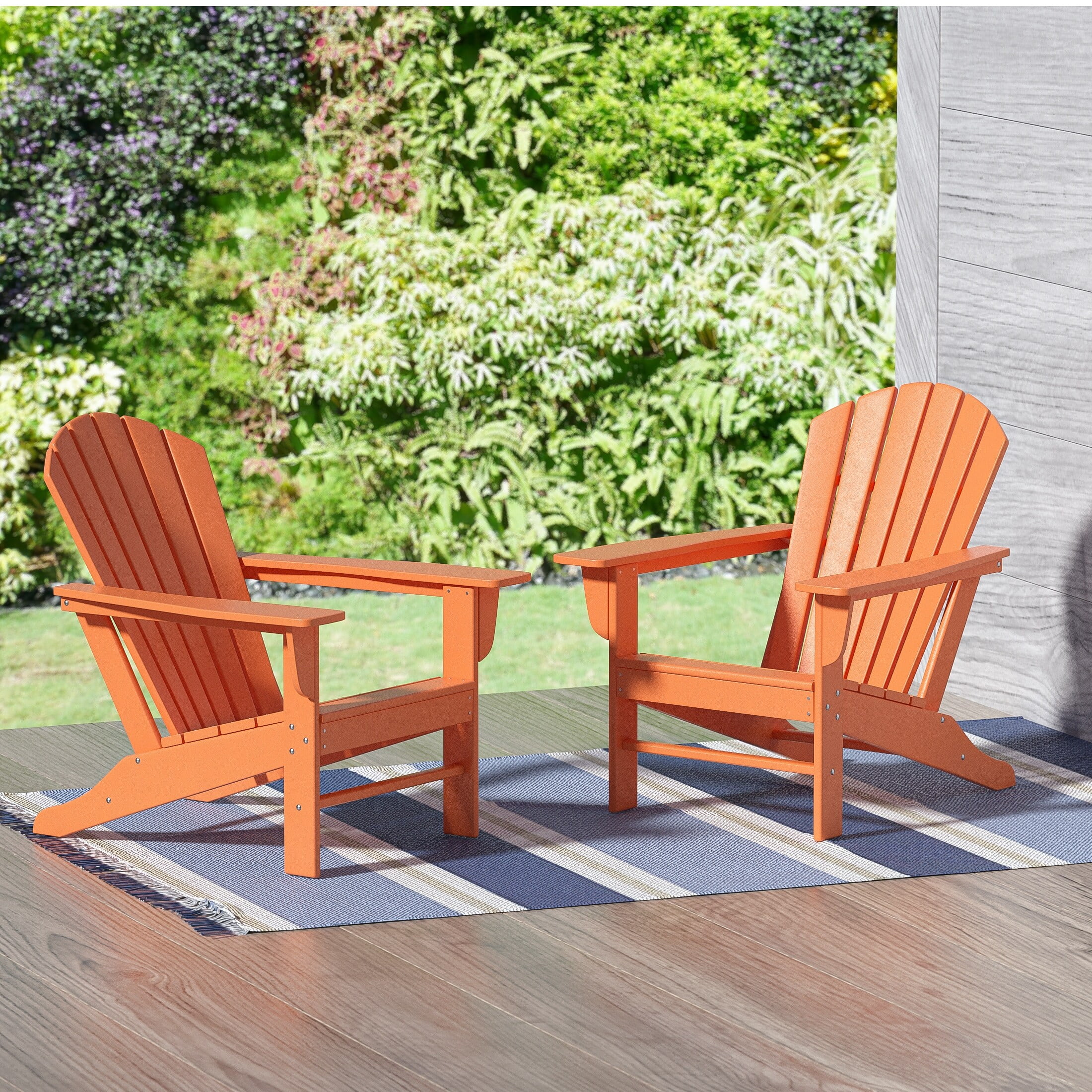 Polytrends Altura Outdoor Eco Friendly All Weather Poly Patio Adirondack Chair Set of 2 Orange Walmart