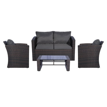 Westin Furniture 4-Piece Conversation Sofa Set with Plush Cushions, Gray